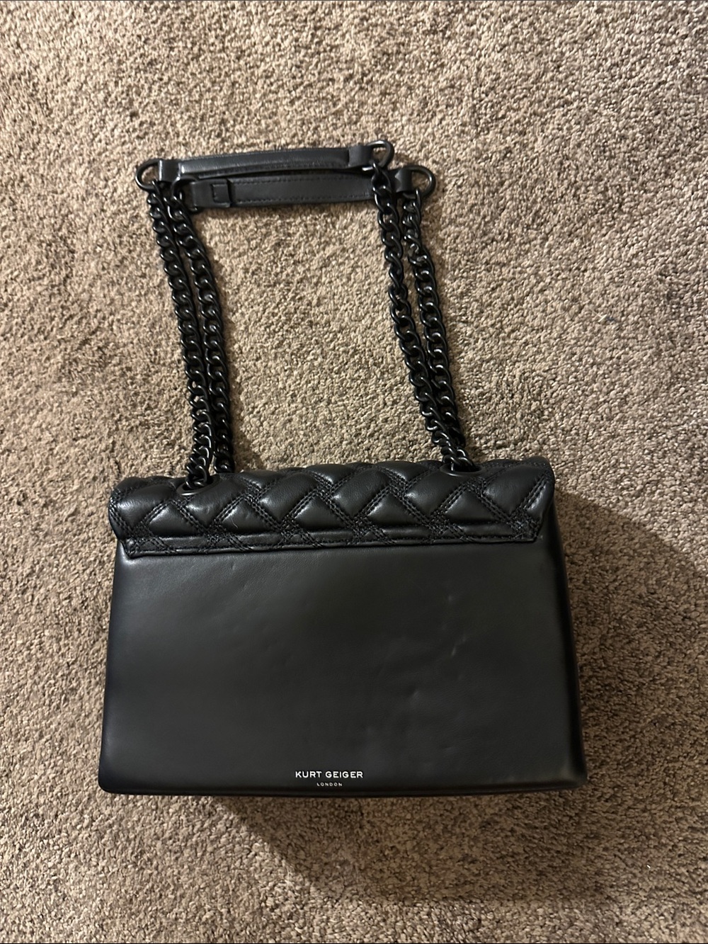 Kurt Geiger Leather Black Quilted Chain-Handle Shoulder Bag - Picture 2 of 5